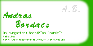 andras bordacs business card